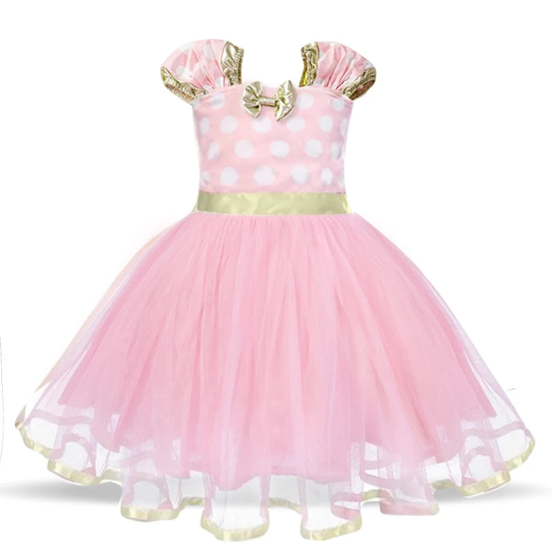 Vestido fofo infantil Minnie Mouse para meninas.