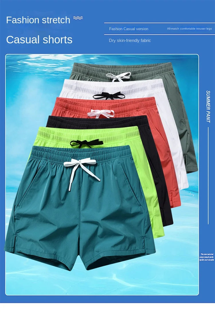 Shorts esportivos unissex com bolsos zíper.