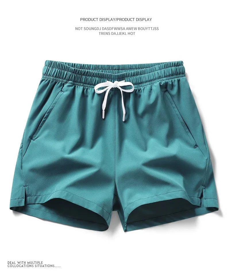 Shorts esportivos unissex com bolsos zíper.