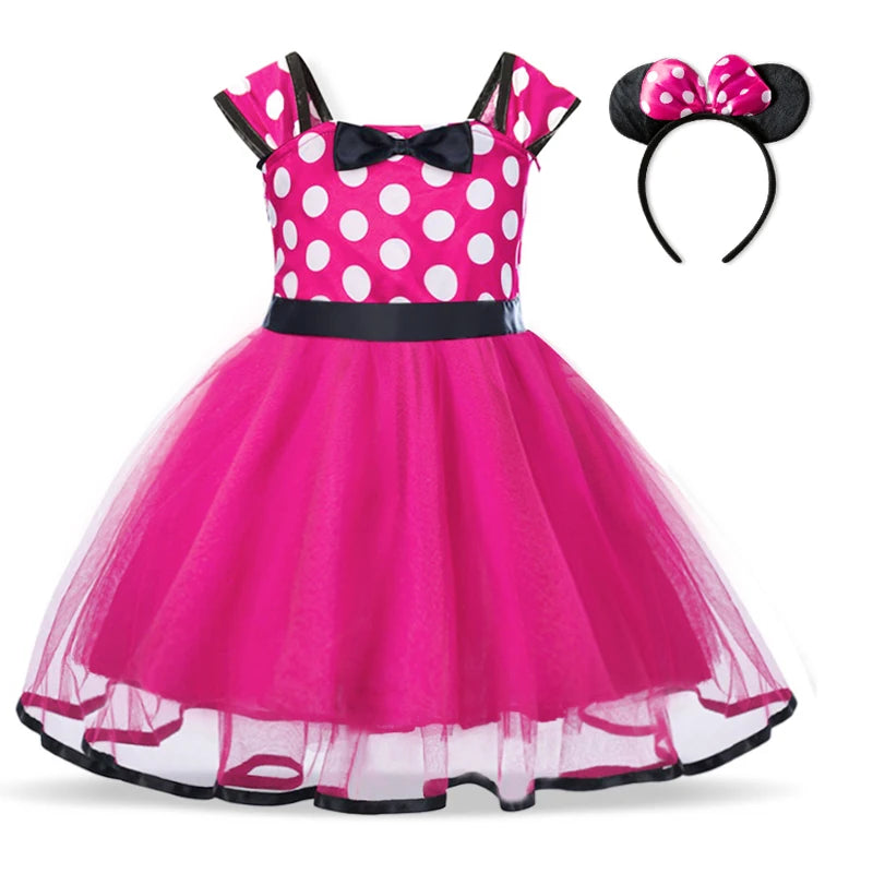 Vestido fofo infantil Minnie Mouse para meninas.