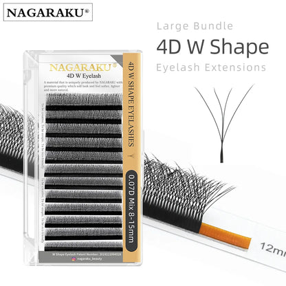 NAGARAKU 3D 4D 5D 6D W Shape Premade Fans Automatic Flowering Eyelash Extensions Natural Soft Light Full Dense