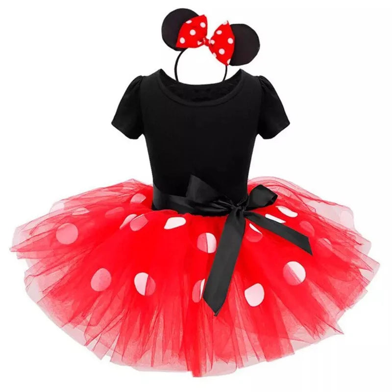 Vestido fofo infantil Minnie Mouse para meninas.