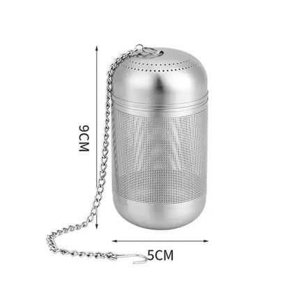 Infusor de chá em aço inoxidável.
