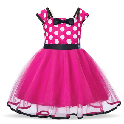 Vestido fofo infantil Minnie Mouse para meninas.