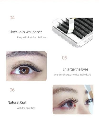 NAGARAKU 3D 4D 5D 6D W Shape Premade Fans Automatic Flowering Eyelash Extensions Natural Soft Light Full Dense