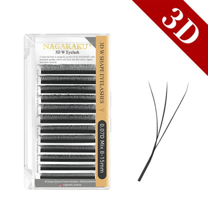 NAGARAKU 3D 4D 5D 6D W Shape Premade Fans Automatic Flowering Eyelash Extensions Natural Soft Light Full Dense