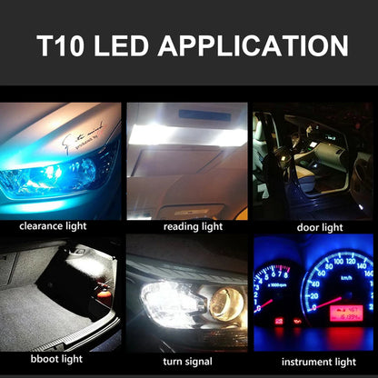 Lâmpadas LED T10 6000K para carro, 12V.