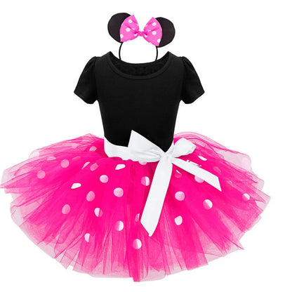 Vestido fofo infantil Minnie Mouse para meninas.