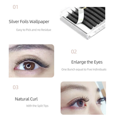 NAGARAKU 3D 4D 5D 6D W Shape Premade Fans Automatic Flowering Eyelash Extensions Natural Soft Light Full Dense