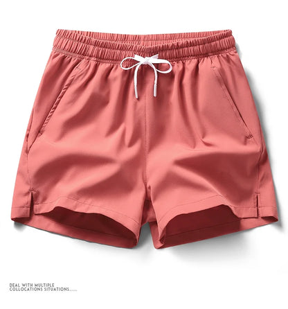 Shorts esportivos unissex com bolsos zíper.