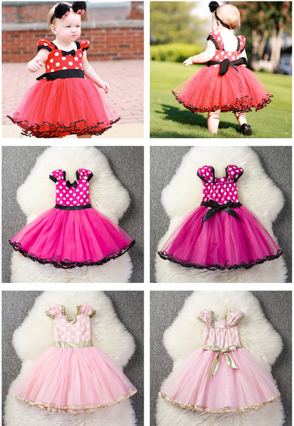 Vestido fofo infantil Minnie Mouse para meninas.