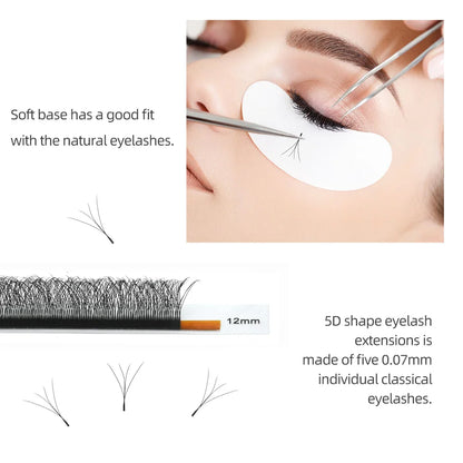 NAGARAKU 3D 4D 5D 6D W Shape Premade Fans Automatic Flowering Eyelash Extensions Natural Soft Light Full Dense