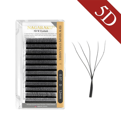 NAGARAKU 3D 4D 5D 6D W Shape Premade Fans Automatic Flowering Eyelash Extensions Natural Soft Light Full Dense