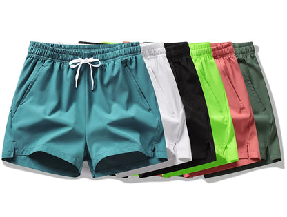 Shorts esportivos unissex com bolsos zíper.