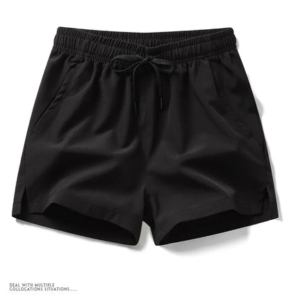 Shorts esportivos unissex com bolsos zíper.