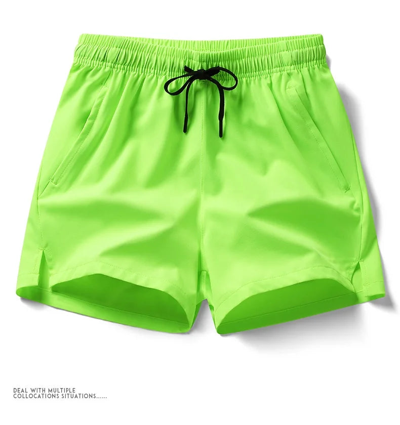 Shorts esportivos unissex com bolsos zíper.