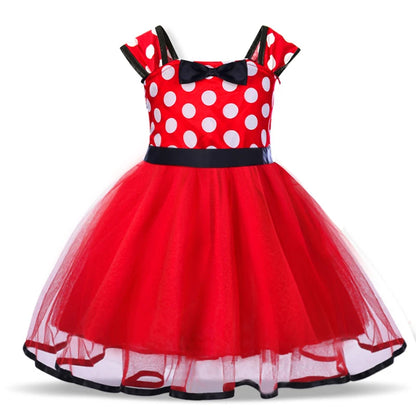 Vestido fofo infantil Minnie Mouse para meninas.