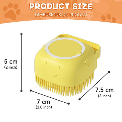 Escova massageadora com dispenser para pets.