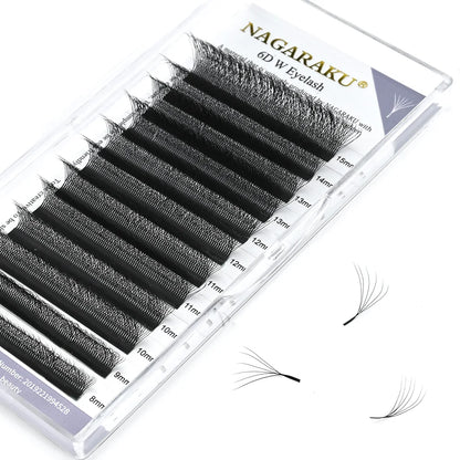 NAGARAKU 3D 4D 5D 6D W Shape Premade Fans Automatic Flowering Eyelash Extensions Natural Soft Light Full Dense