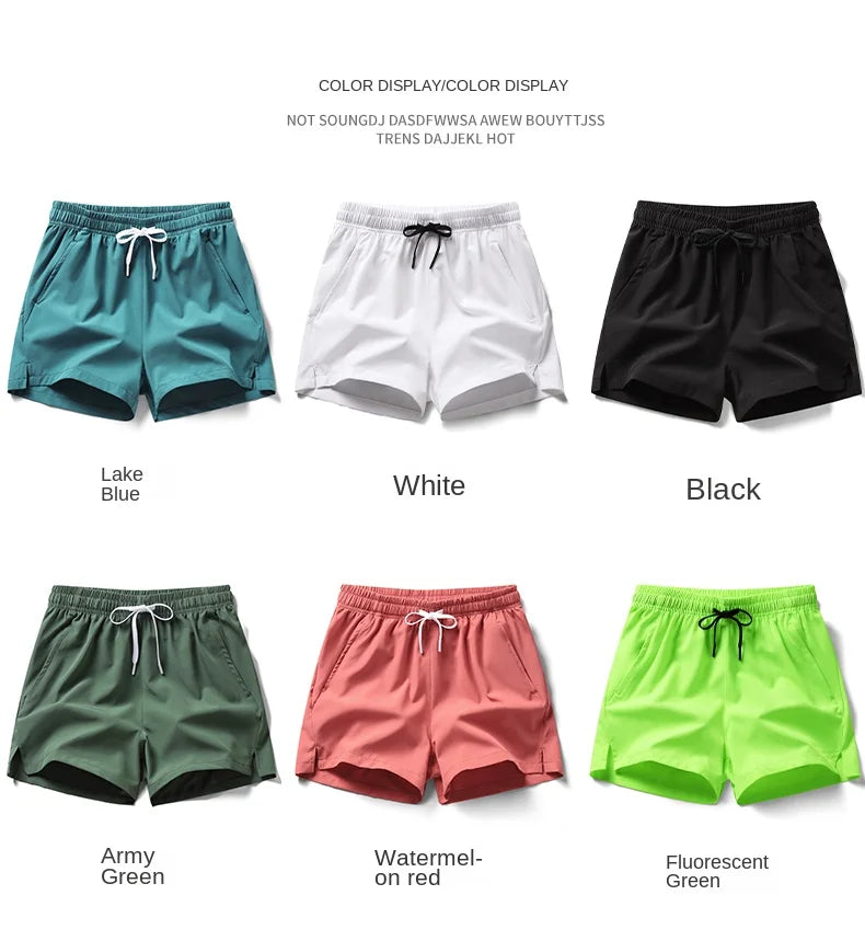 Shorts esportivos unissex com bolsos zíper.