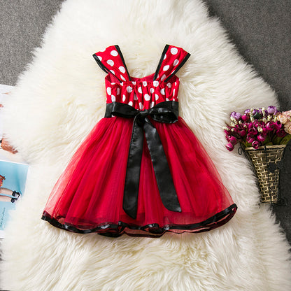 Vestido fofo infantil Minnie Mouse para meninas.