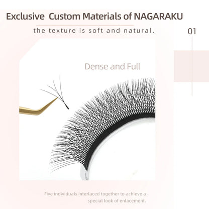 NAGARAKU 3D 4D 5D 6D W Shape Premade Fans Automatic Flowering Eyelash Extensions Natural Soft Light Full Dense