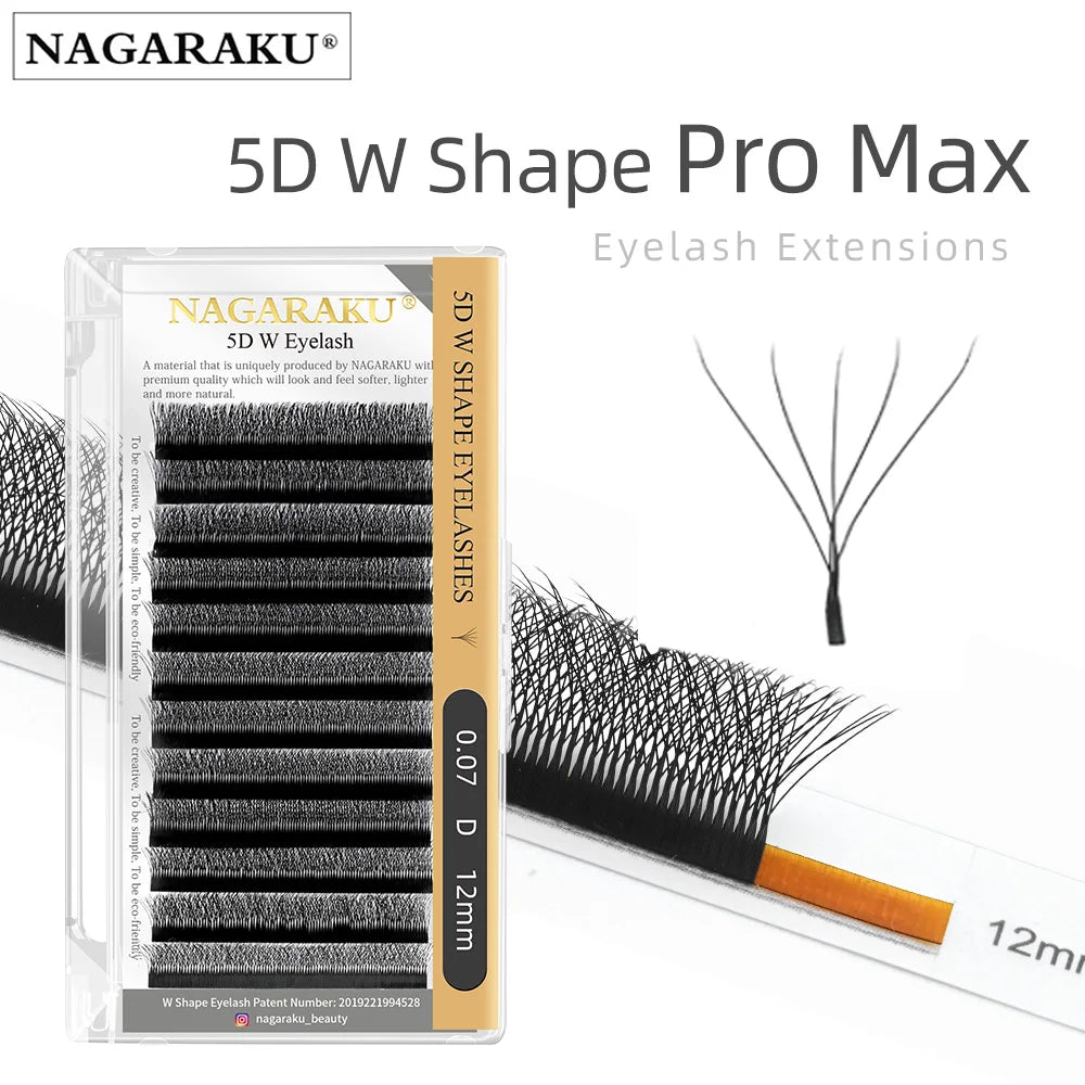 NAGARAKU 3D 4D 5D 6D W Shape Premade Fans Automatic Flowering Eyelash Extensions Natural Soft Light Full Dense